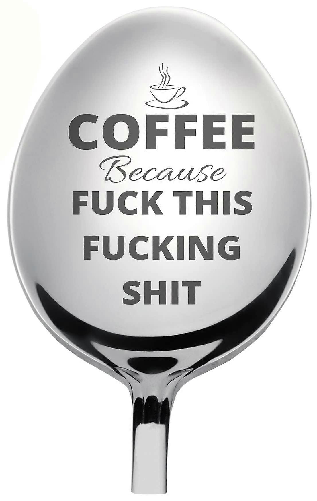 Engraved Funny Coffee Spoon Gift for Coffee Lovers, Rustproof Stainless Steel Long Handle