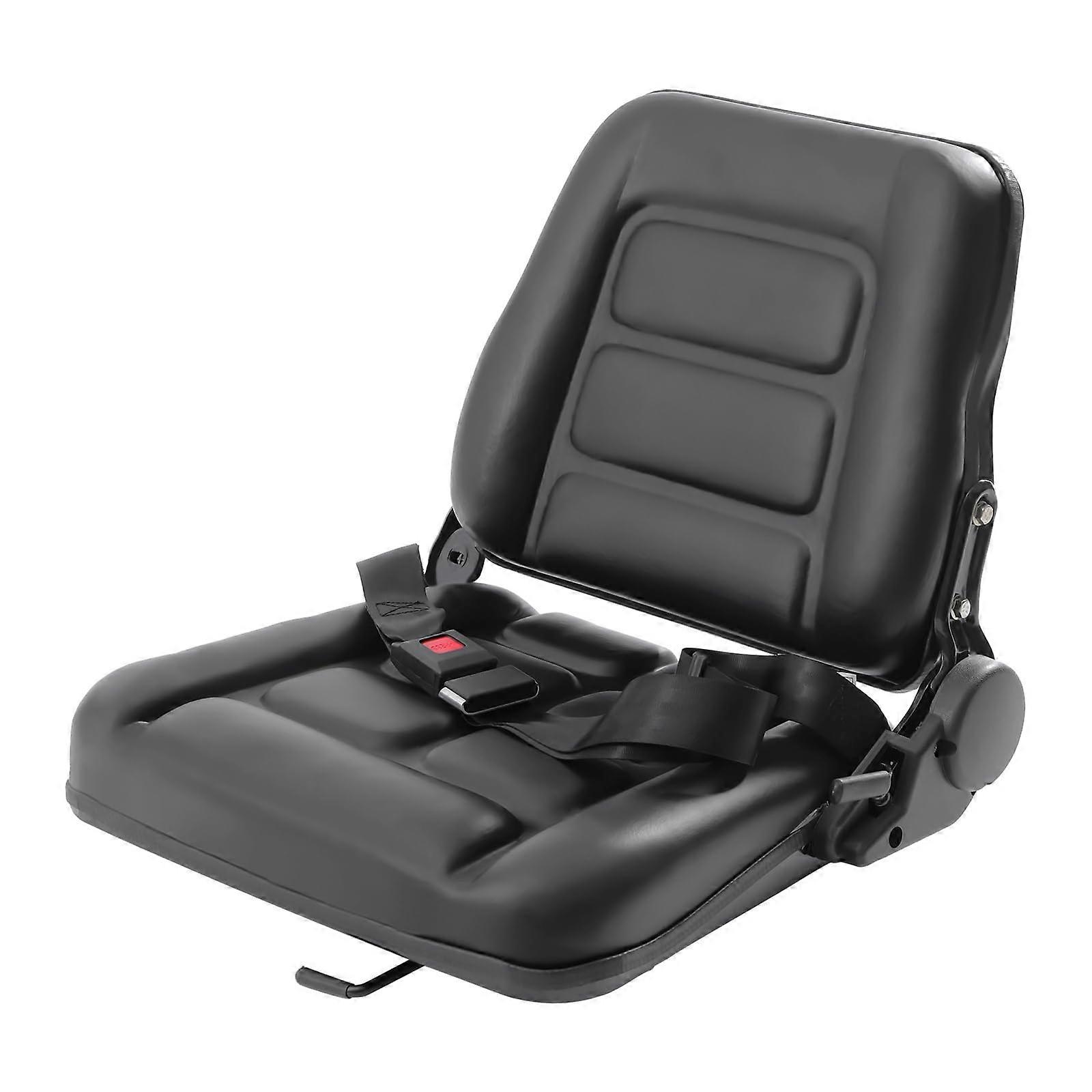 Universal Forklift Seat with Adjustable Backrest and Full Suspension, HeavyDuty PVC Replacement