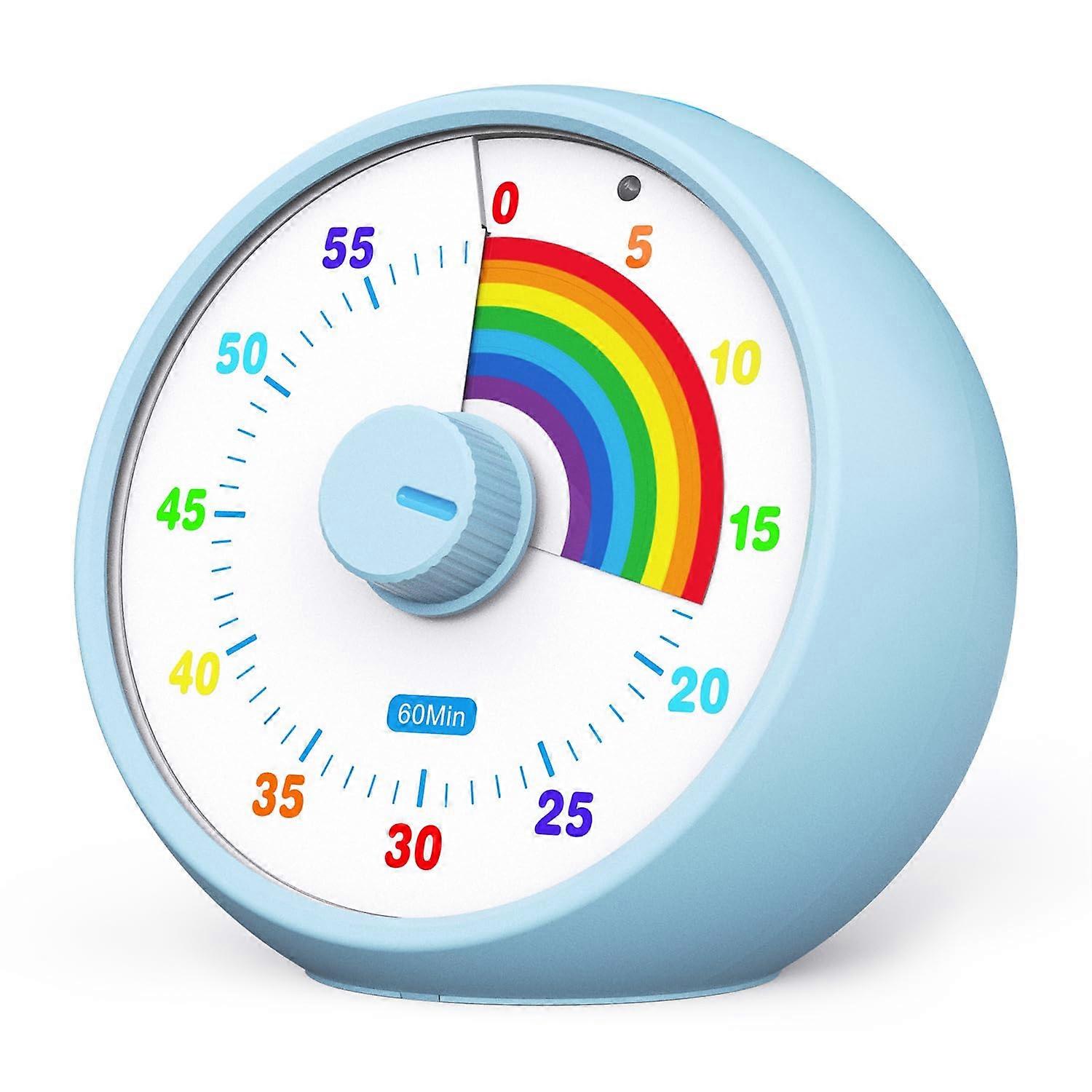 Visual Timer for Kids, 60Minute Rainbow Countdown with Silent Operation for Classroom and Study, Blue