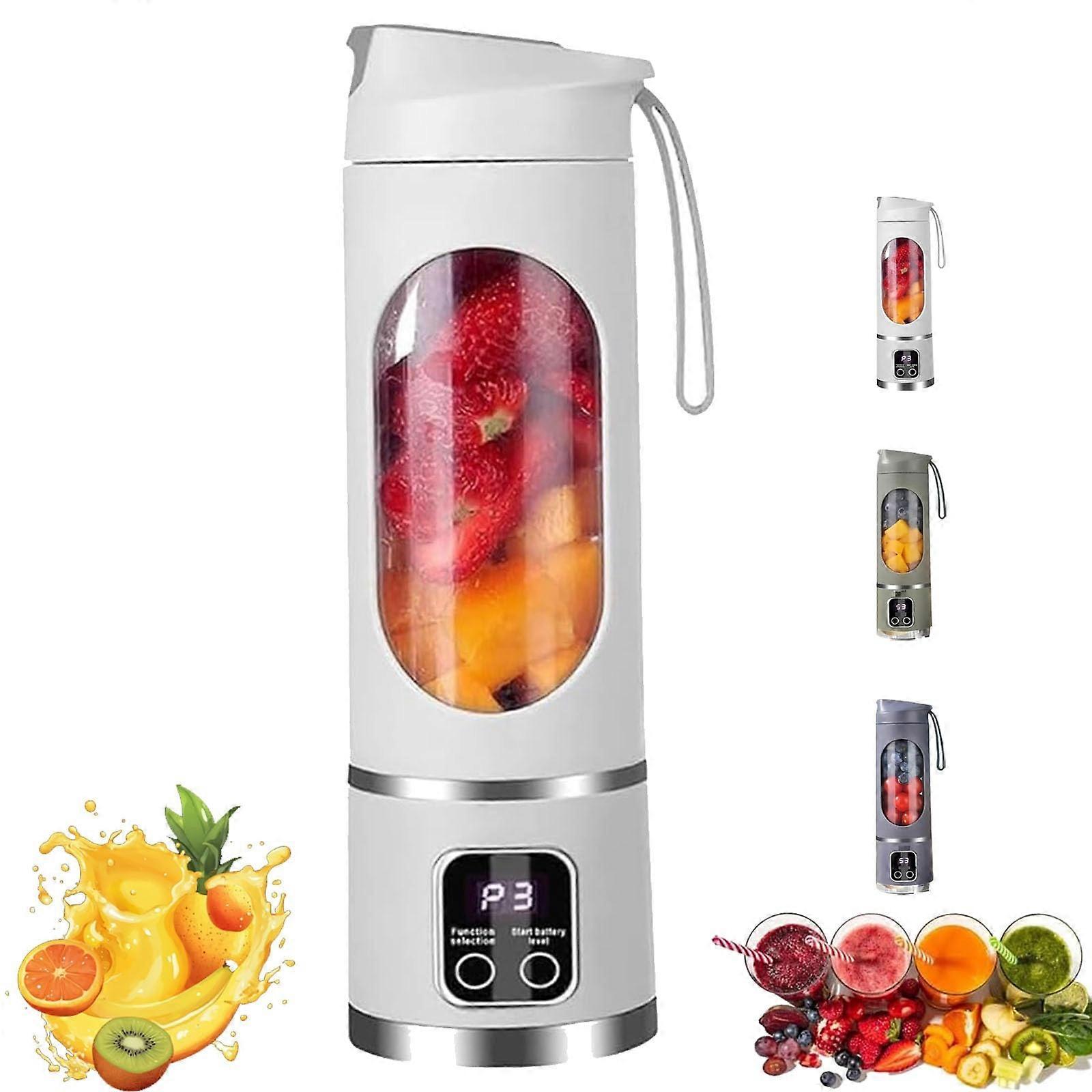 Portable Blender with Digital Display, 32oz  Juicer for Smoothies, USB Rechargeable, White