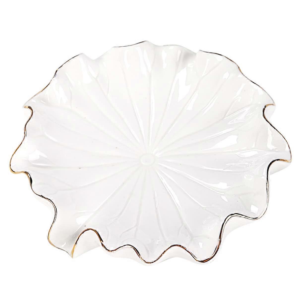 Ceramic Soap Dish with Drain, Elegant Gold Edge White Tray for Bathroom or Kitchen Storage