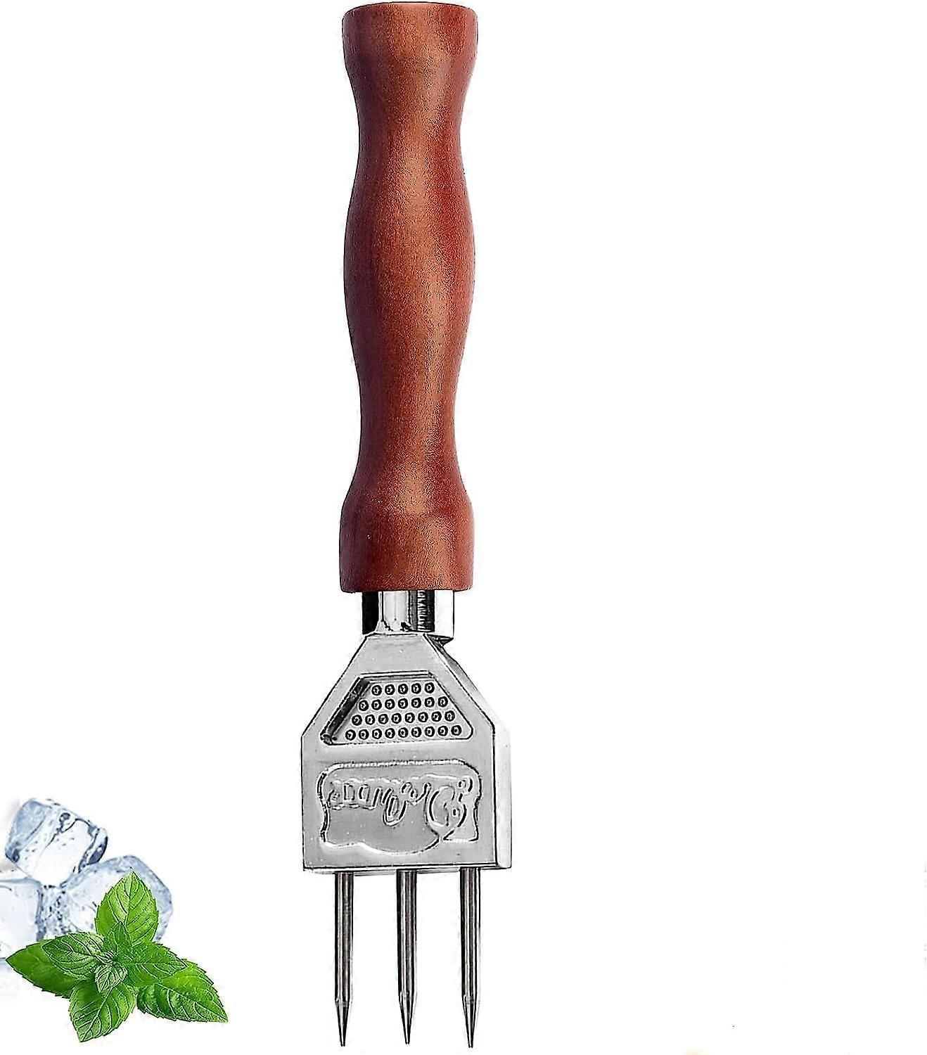 Ice Pick Stainless Steel Ice Chisel with Ergonomic Wooden Handle for Bar Kitchen Camping