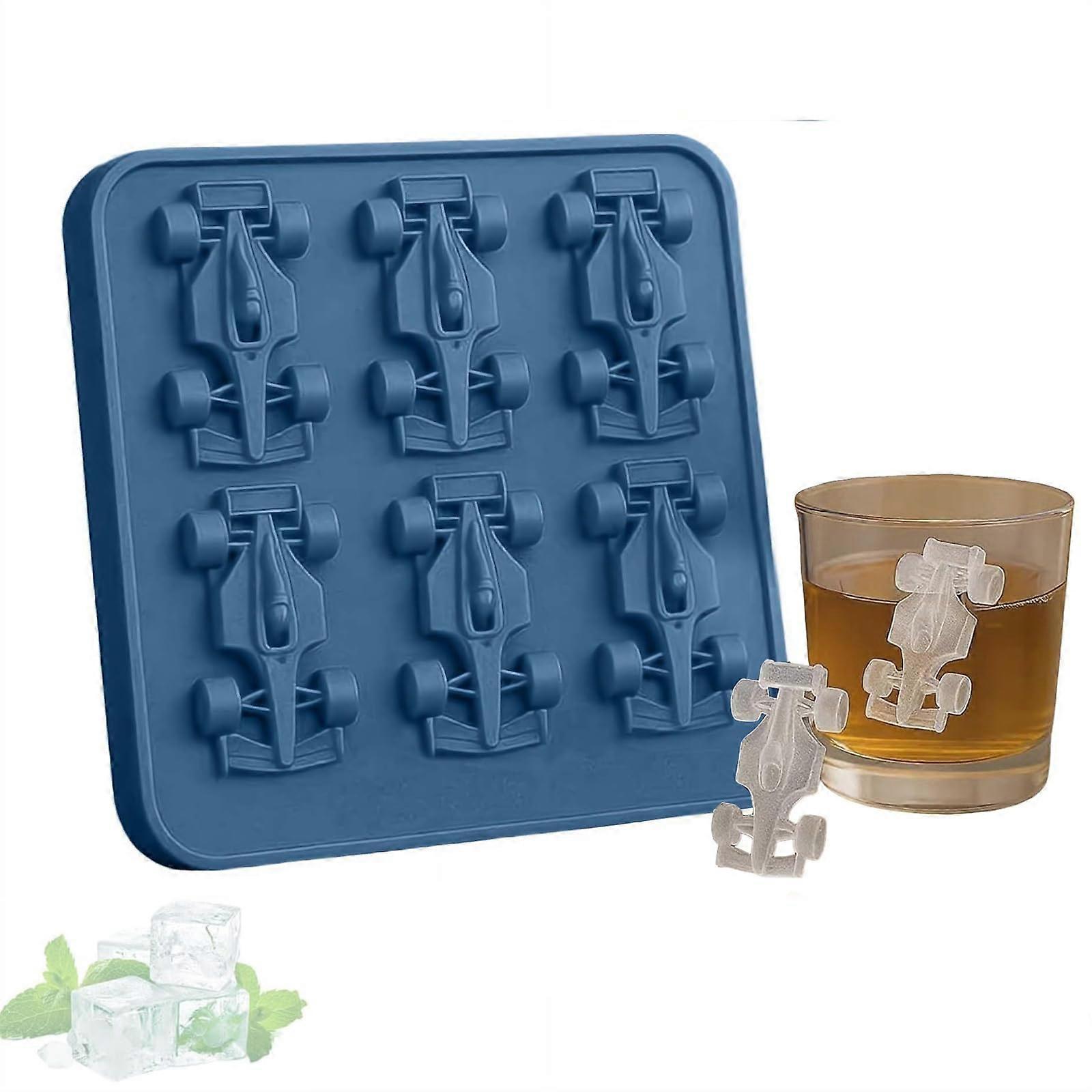 3D Racing Car Silicone Ice Cube Tray Easy Release Dishwasher Safe for Drinks and Baking Blue