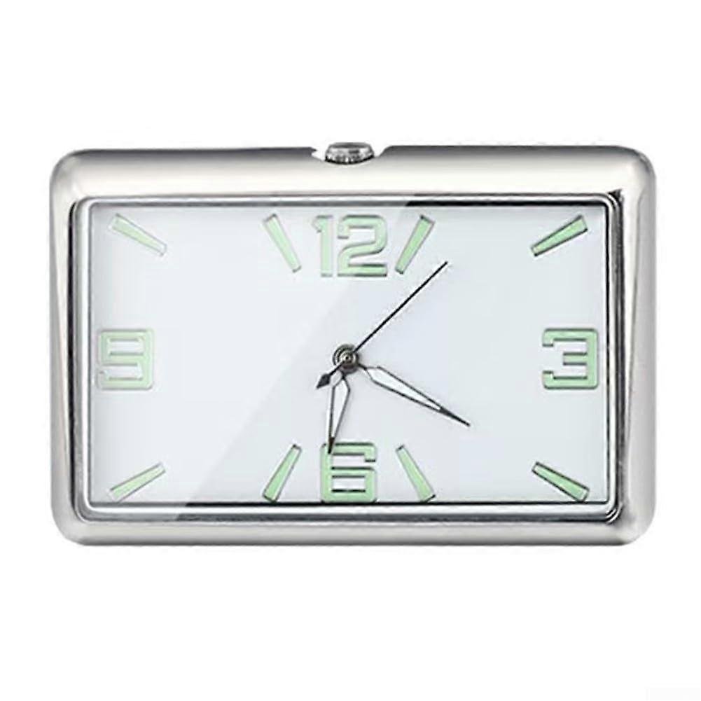Car Dashboard Clock Quartz Time Accuracy with Rectangular Glass Face Clear Scale Display White