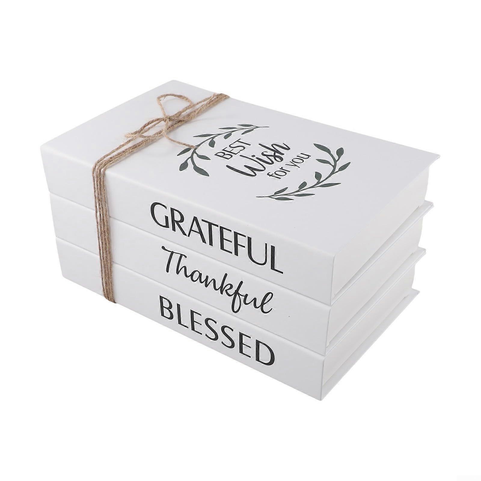 Decorative Books Set of 3 Rustic Faux Book Stack for Versatile Home Styling