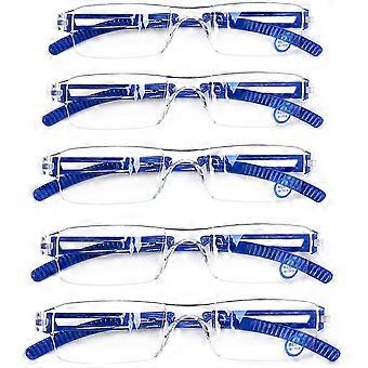 Blue Light Blocking Rimless Computer Reading Glasses 5 Pack 2.5x Clear Magnification Anti Glare