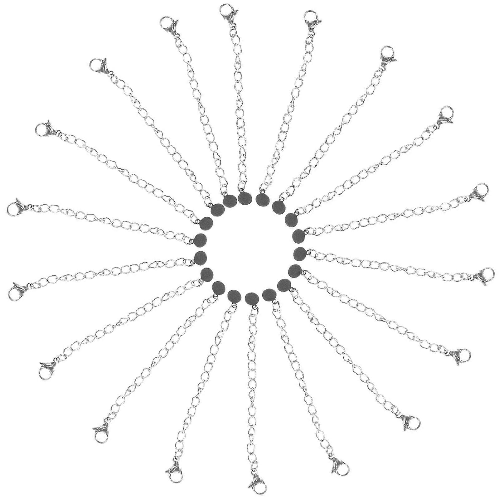 Silver Stainless Clasp Extender Chains for Necklace DIY 20Pcs