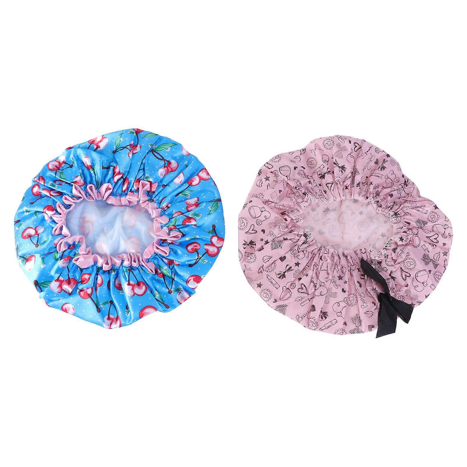 Waterproof Bathing Hat Double Layer for Shower Use 2Pcs in Assorted Color