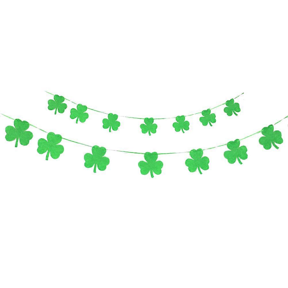 Saint Patrick Party Hanging Decor Four-Leaved Clover Pull Flag 2Pcs
