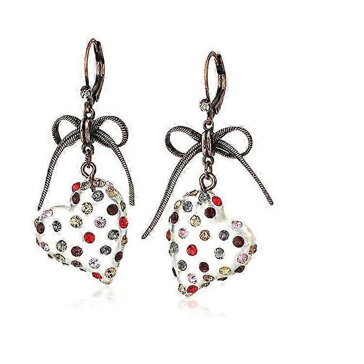 Multi Lucite Heart Drop Earrings high quality