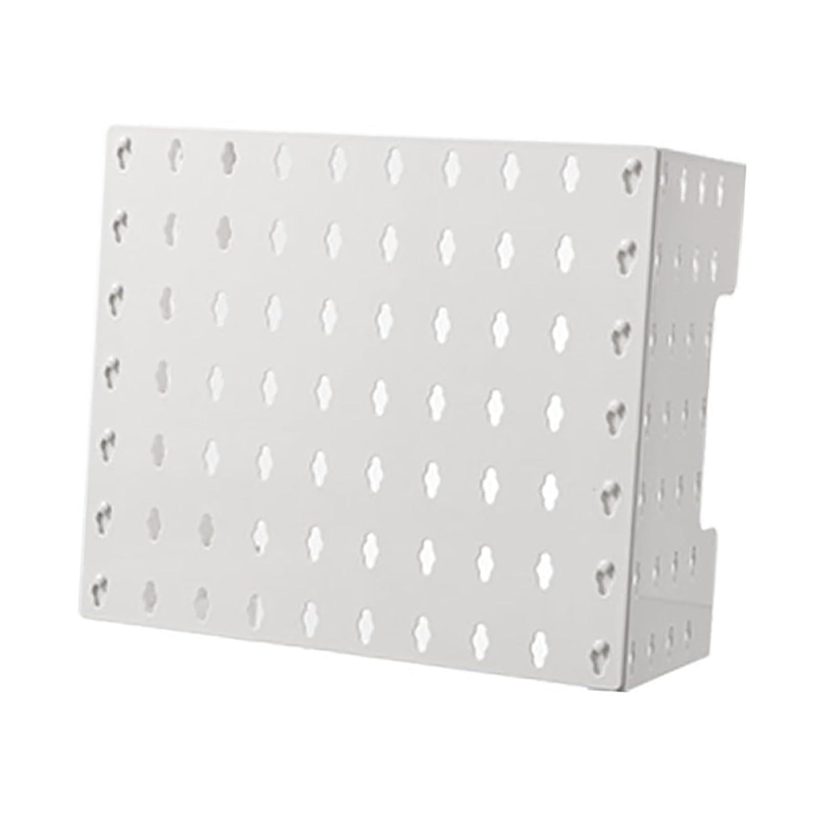 No Drill Pegboard Wall Shelf with 4 Hooks, Wall Mounted Storage Shelf for SpaceSaving Display