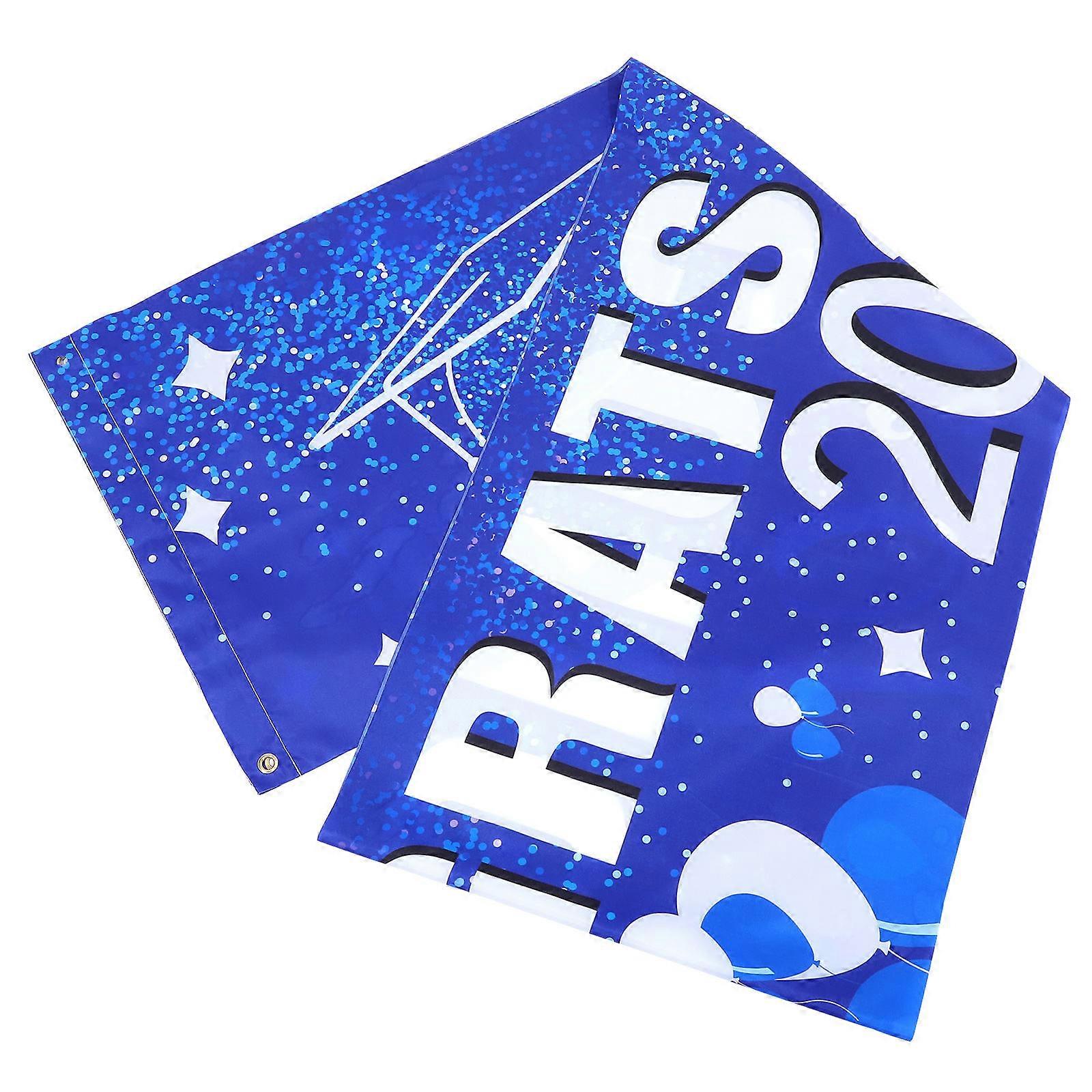 3Pcs Blue Graduation Background Banner for Decor Polyester Cloth