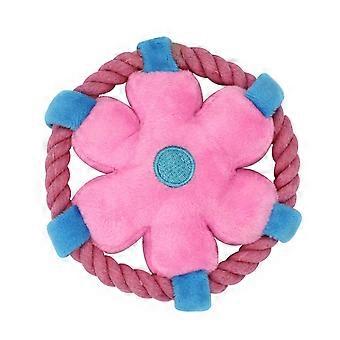 Pluche vliegende schijf voor honden, knuffelschijf, kauwspeelgoed voor honden, touwcirkel, interactief trekspel voor kleine en middelgrote honden, training, gooien en apporteren.