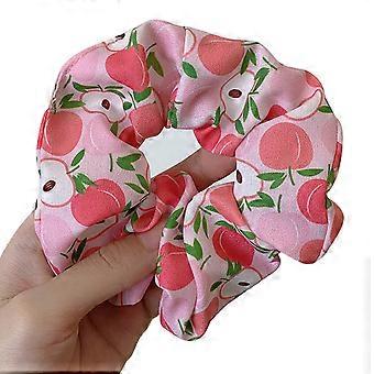 Elastiske hårscrunchies myke stofffruktmønstre tykktarm hårbånd hårtilbehør til jente