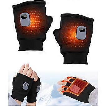 Slimme thermostatisch verwarmde vingerloze handschoenen, draagbare verwarmingshandschoenen met digitaal display, oplaadbare USB-verwarmingshandschoenen voor dames en heren, handwarmers