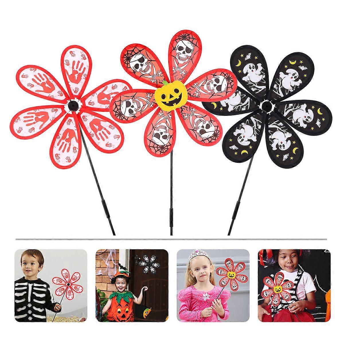 3pcs Halloween Windmill Bloody Hand Pumpkin Pattern Windmill (Random Style)