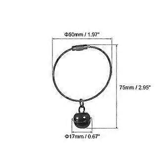 5Pack Pet Bells, Stainless Steel 50mm/1.97" Dia Wire Keychains Jingle Bells Cable Black for DIY Crafts 26-27