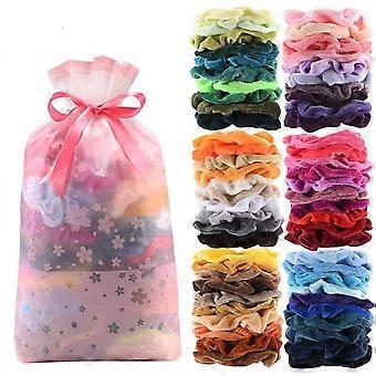 60 Pcs Premium Velvet Hair Scrunchies Hair Bands For Women Or Girls Hair Accessories With Gift Bag,great Gift For Holiday Seasons