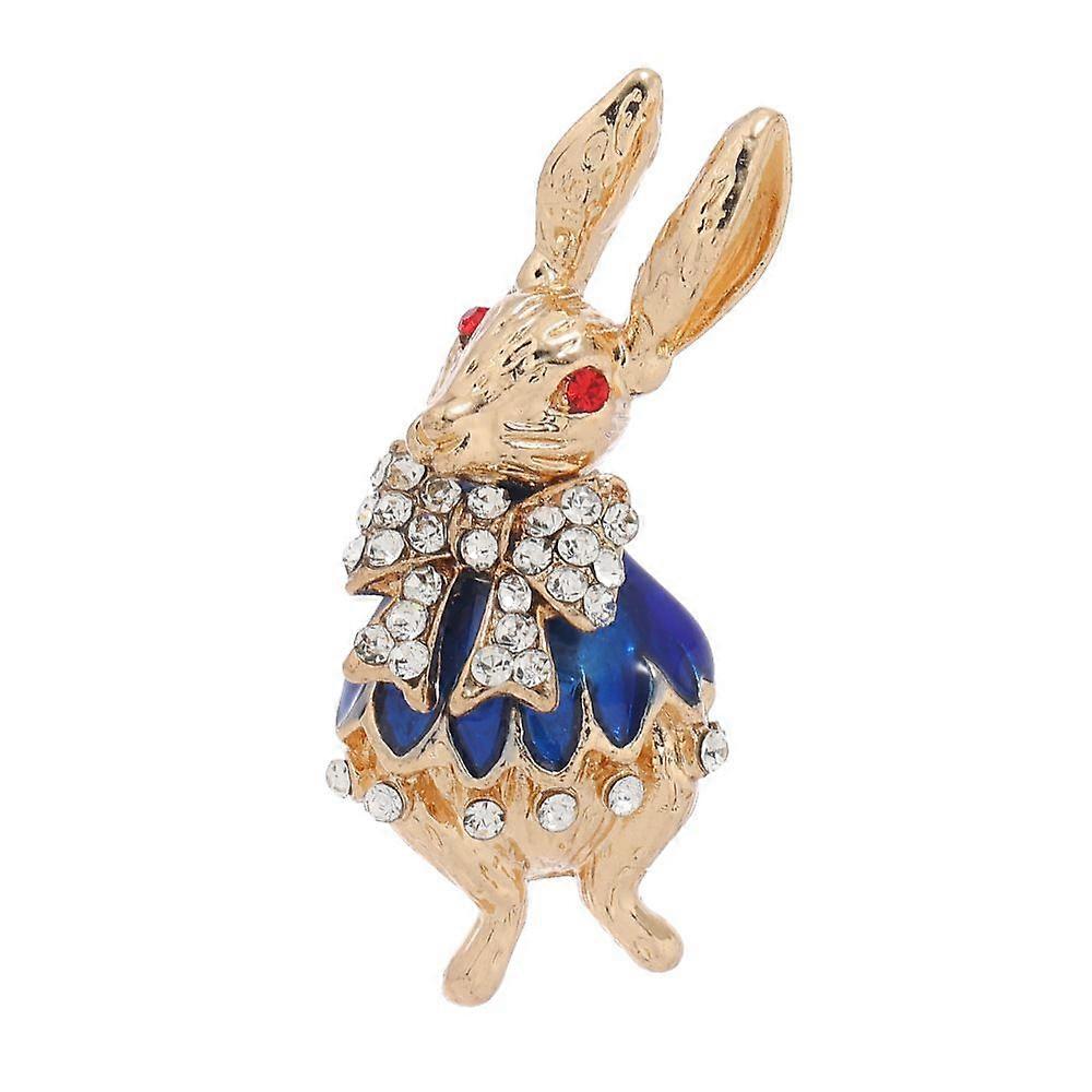 Cute Glazed Rhinestone Rabbit Brooch