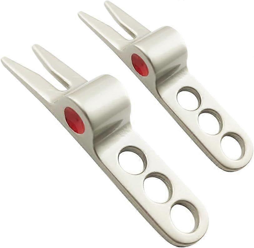 1 Pair Silver Golf Ball Fork Pivot Divot Repair Tool