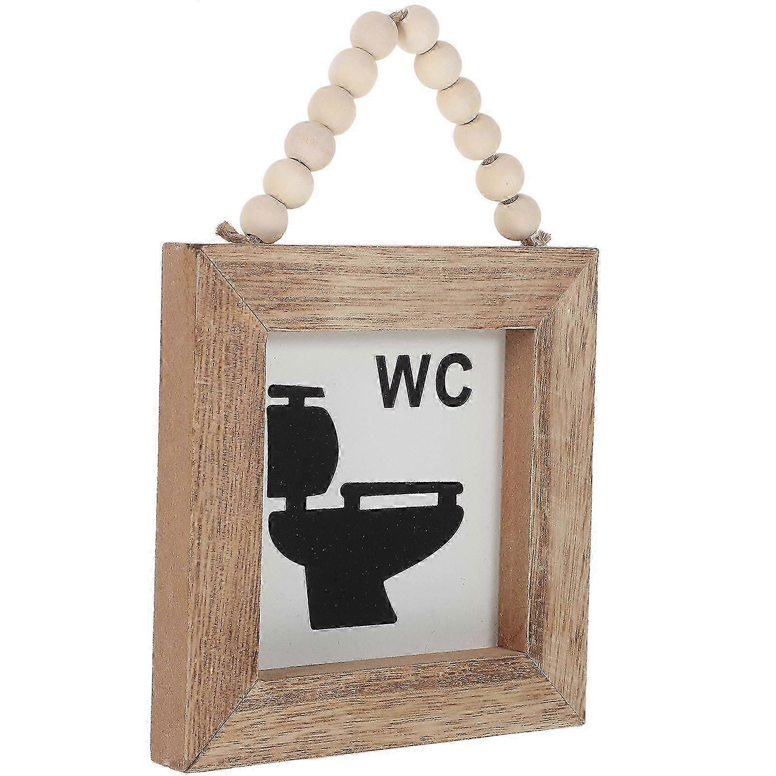 Wood Sign Bathroom Wall Decor Rectangular Shape Rustic Style for School Background Wall 17X12CM 1Set