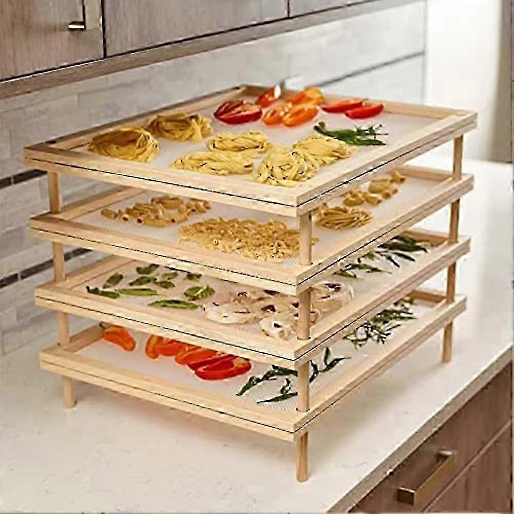 Stackable Food Dryer with Net Wooden PasHerb Drying Racks