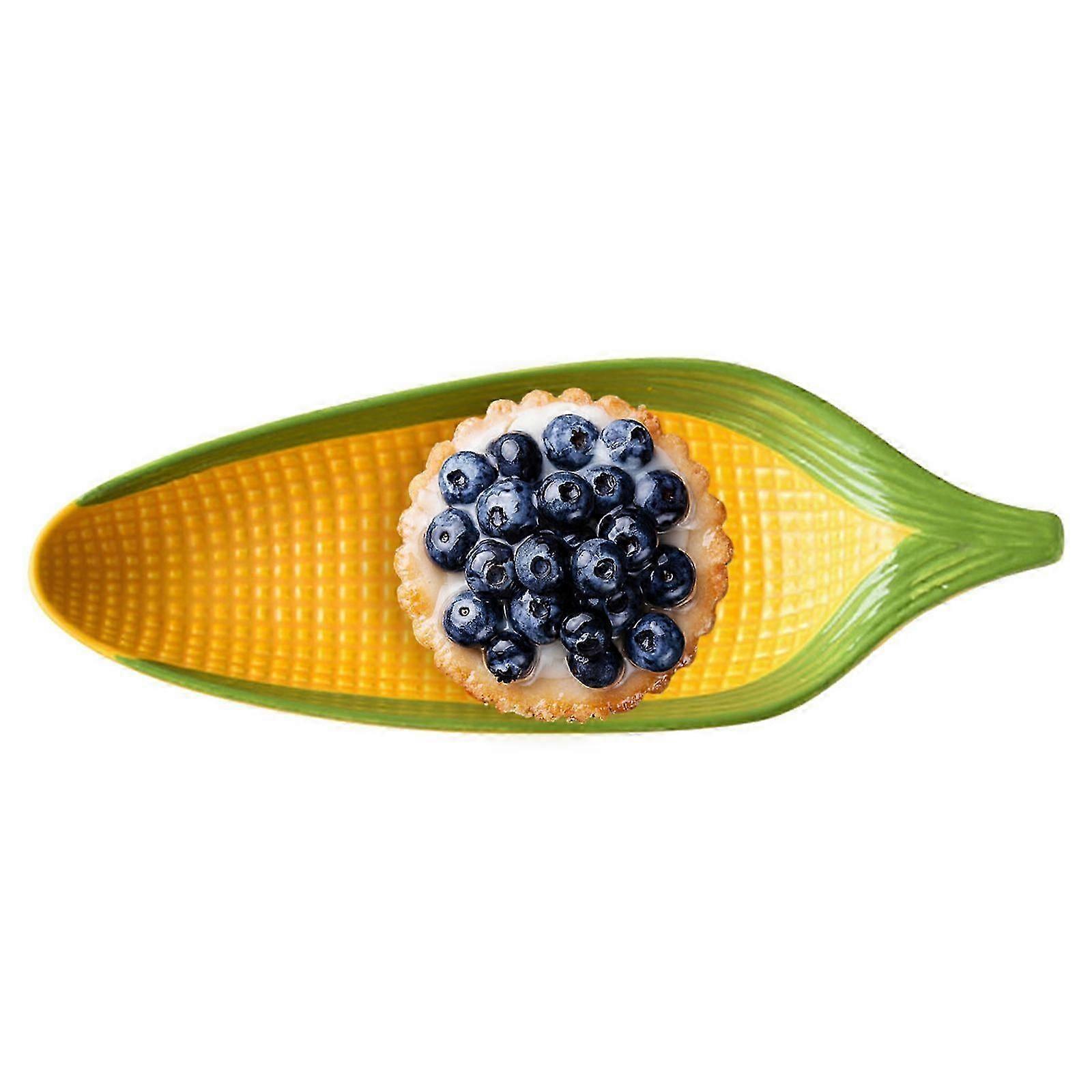 1PC Dining Table Snacks Refreshment Plate Hand-painted Ceramic Corn Plate