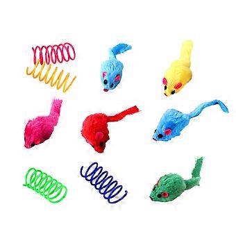 Colorful Spring Mouse Toy for Cats 1Set of Plush Interactive Kitten Toy