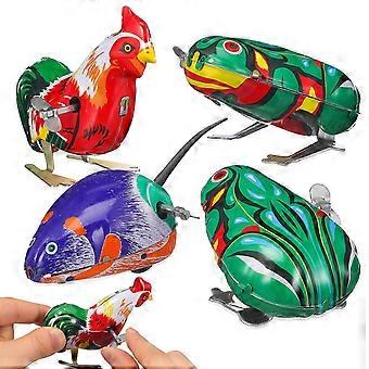 4pcs Children Wind-Up Toys Retro Iron Jumping Animal Toys For Early Playthings Birthday Party Favors Goody Bag Fillers (Random Style)