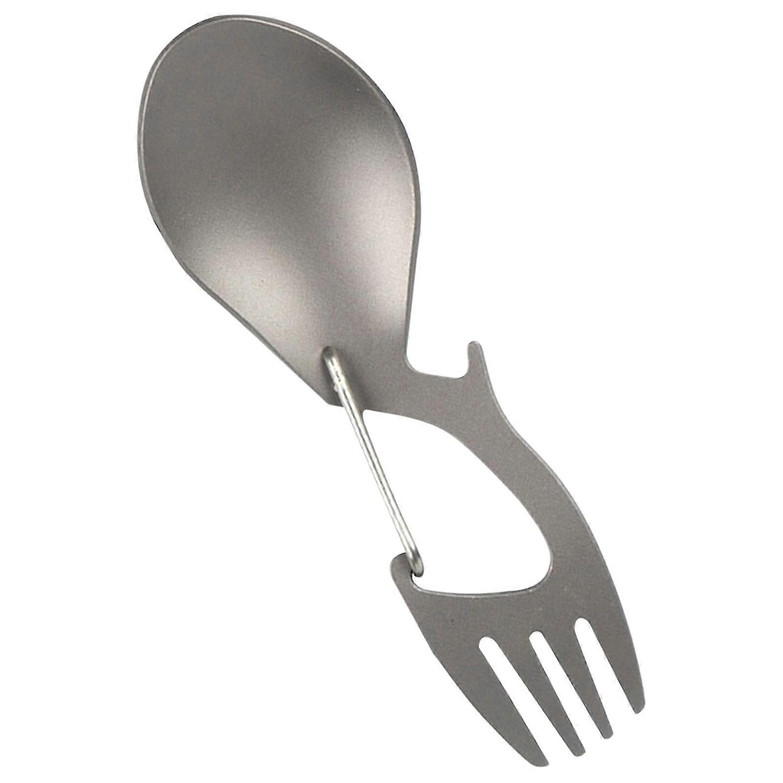 Dark Grey Titanium Camping Spork for Outdoor Multi-Tool Use