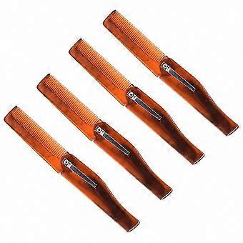 Men's 4Pcs Portable Folding Hair Comb Set Plastic Hairdressing Styling Tool