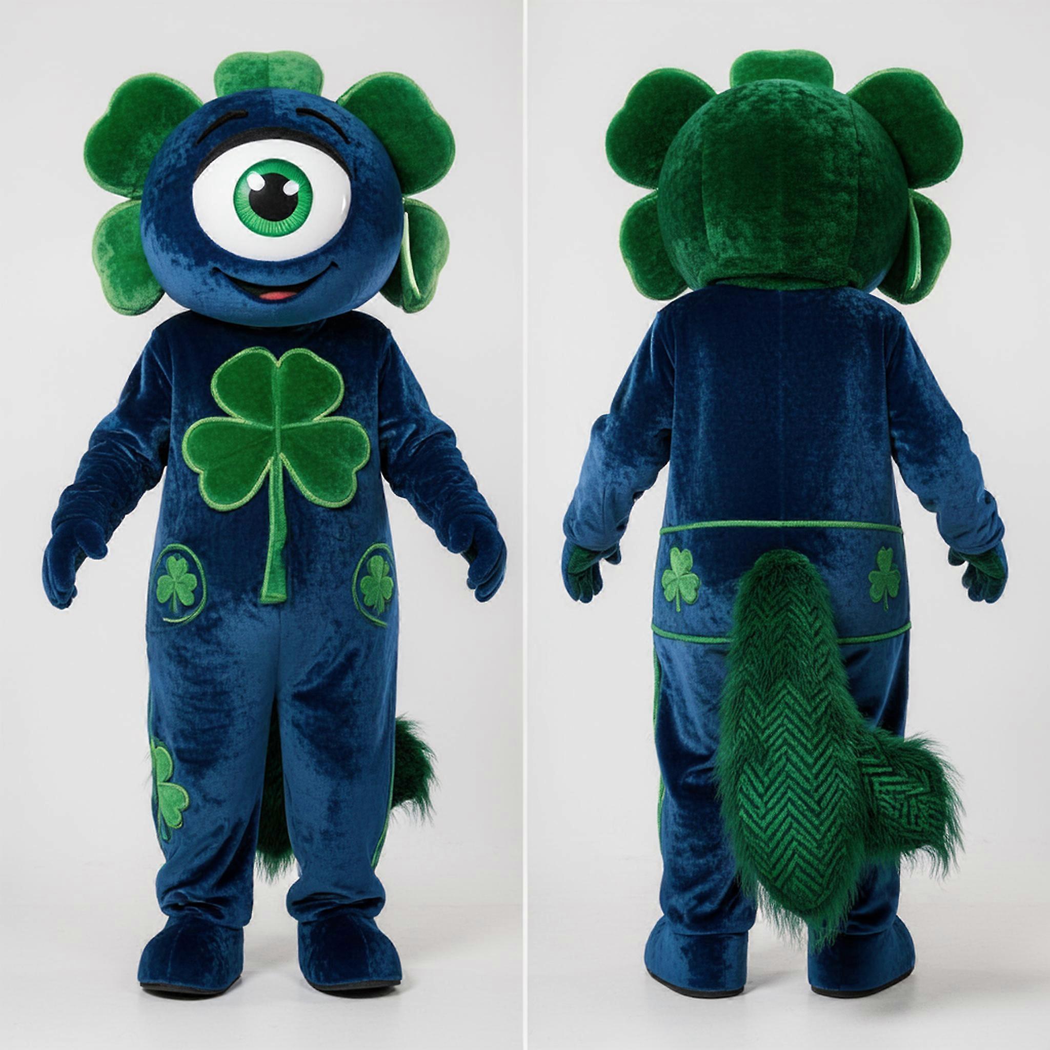 MASTICOT Velvety Blue Shamrock Irish Dancer Mascot