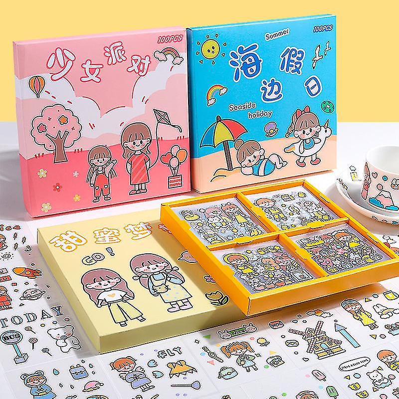 100Pcs Sticker Pack Cute Handbook Journal Toy