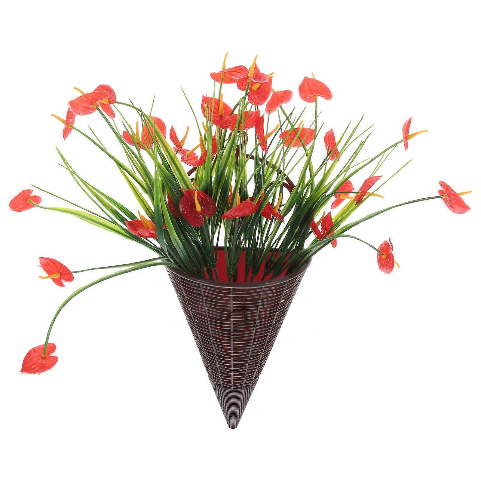 Artificial Flower Basket Hanging Accent for Interior Space
