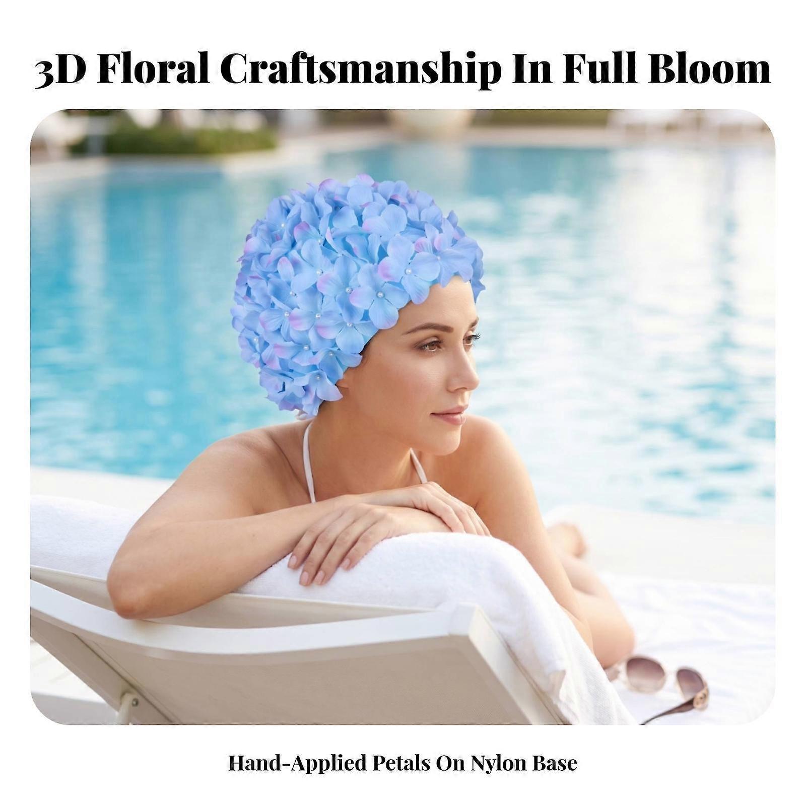 Swim Cap with Flower Texture | Full-Coverage Rounded Design, Smooth contoured