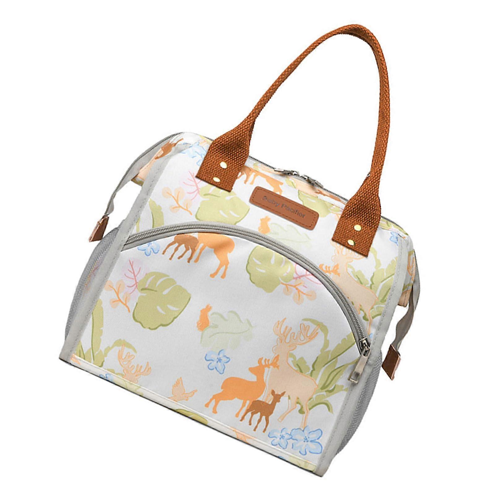 Large Capacity Waterproof Diaper Bag for Mom with Giraffe Pattern and Multiple Compartments