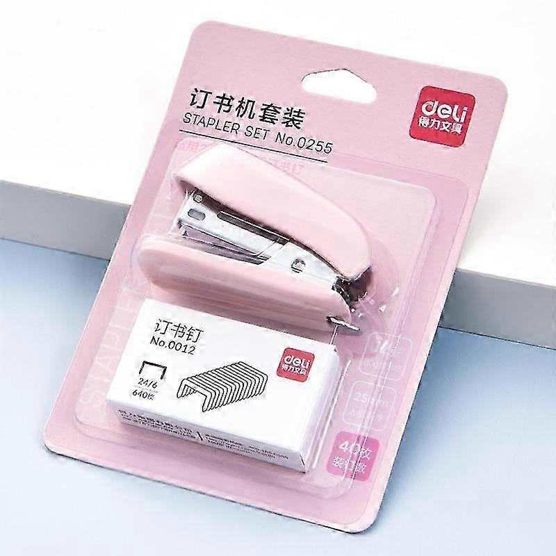 Deli Macaron Color Stapler + 640 Staples Set Small Mini Stapler Stationery