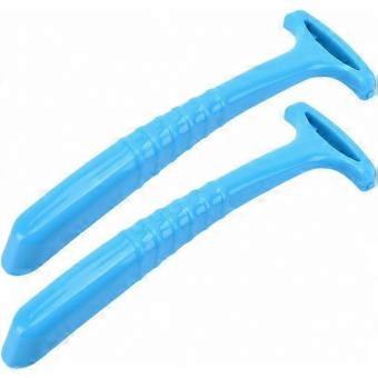 Instantly Smooth Rough Feet: 2-Pack Blue Portable Plastic Pedicure Scraper Set for Heel Callus & Dead Skin Removal
