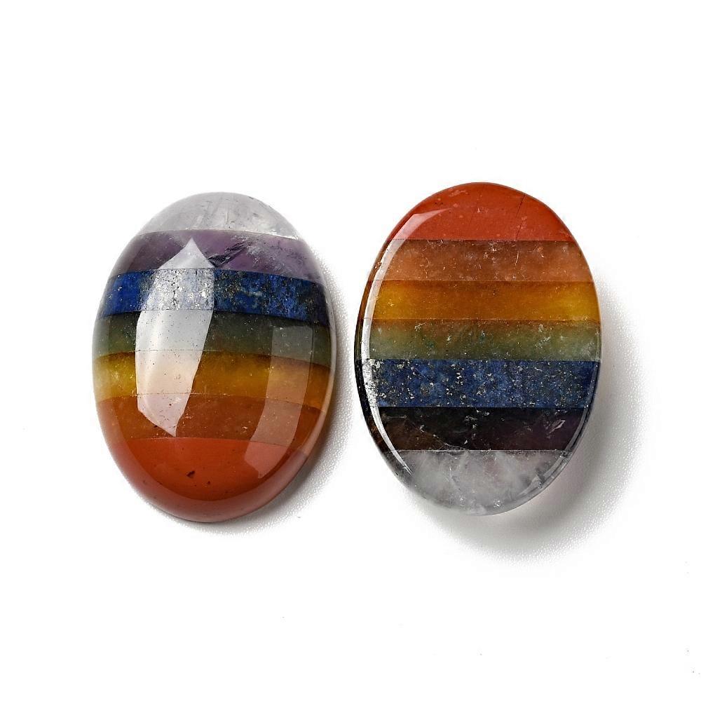 5pcs Chakra Mixed Cabochons Flat Back Oval 25x18x7mm