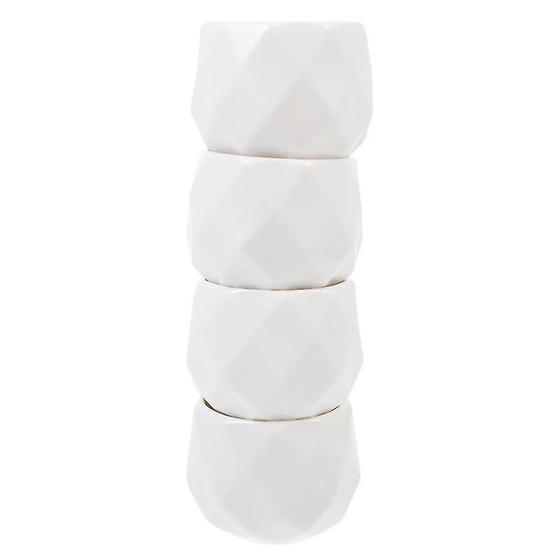 6.5X6.5x4.7cmホワイト4pcsポット&プランター4pcsポリゴンデザイン盆栽ポットクリエイティブセラミックプランター