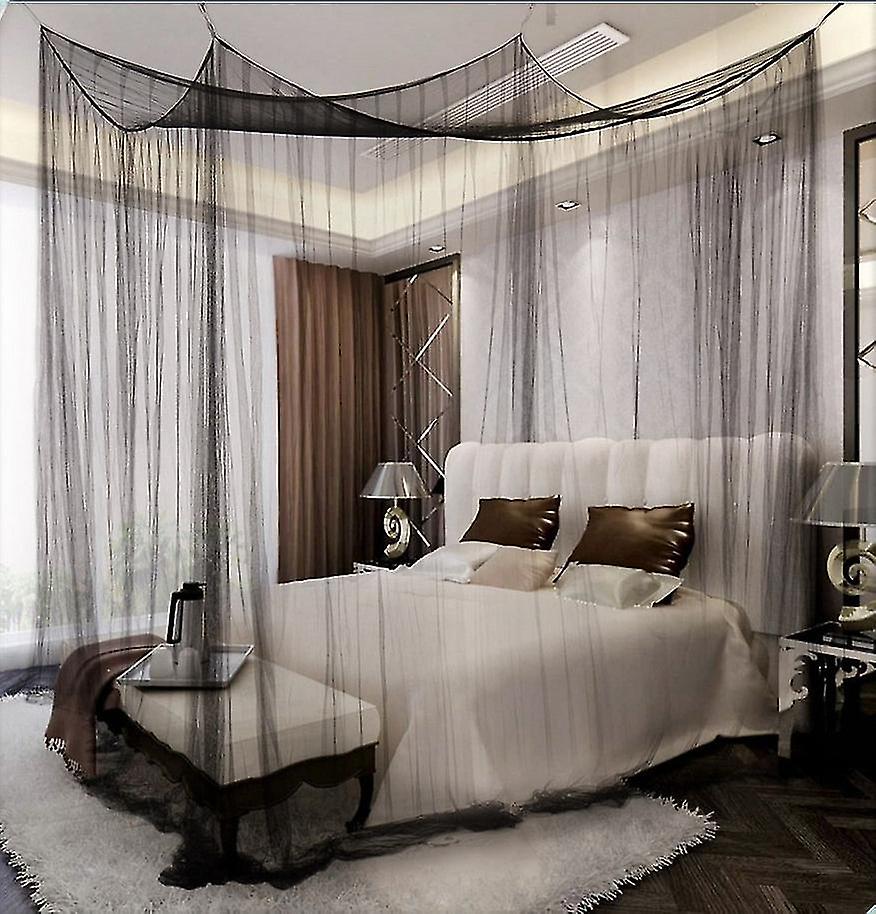 Four Door Mosquito Net For Double Bed, White/purple/black, 210 X 190 X 240 Cm