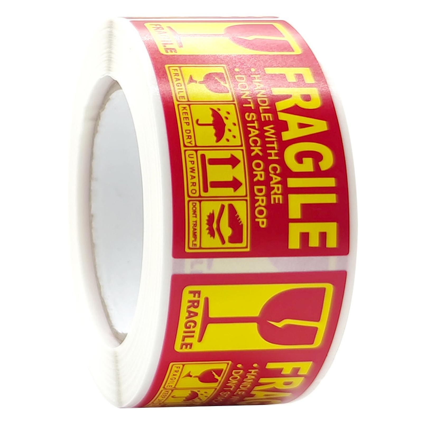 Mengxi 1 Roll Fragile Warning Label Sticker Self Adhesive Easy To Stick Eye-catching Handling Awareness Fragile Warning Label Tag For Shipper