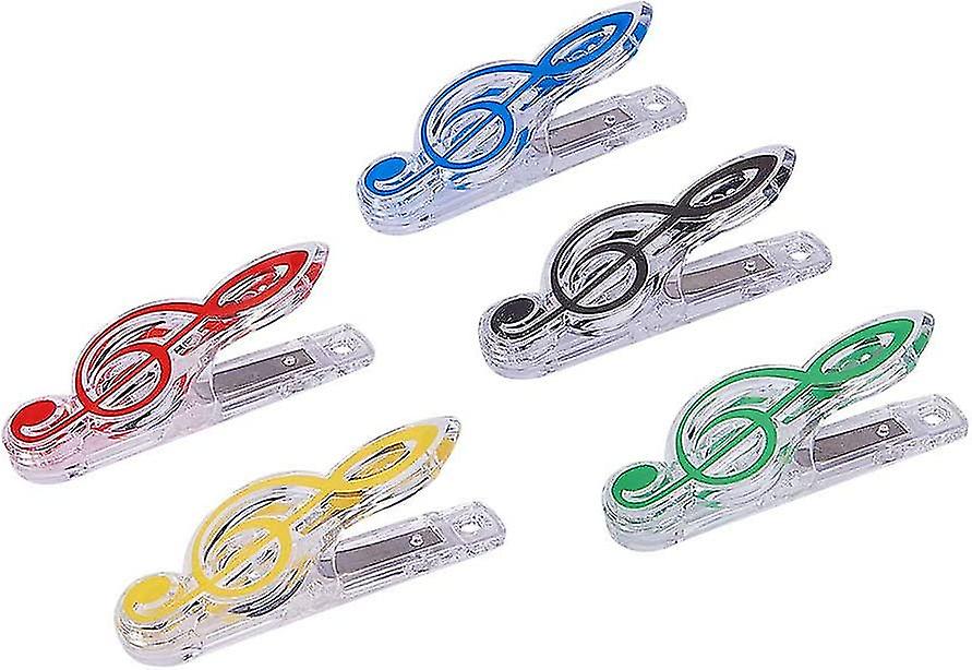 Set Of 5 Pliers In The Shape Of Transparent Plastic Music Notes For Pages And Scores