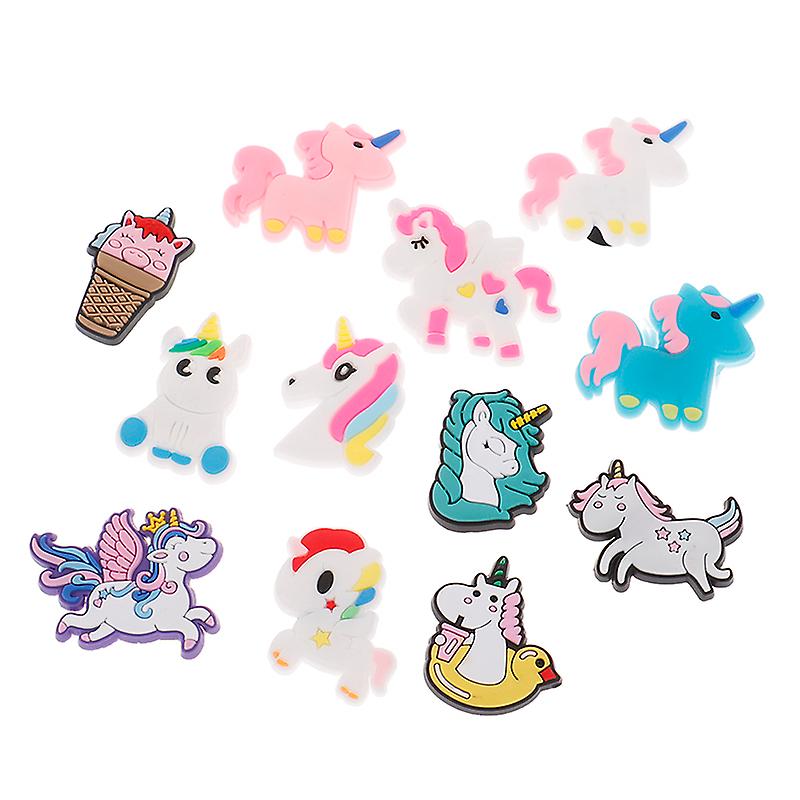 10pcs New Cartoon Rubber Unicorn Diy Shoe Ornament Decoration Shoe Buckle
