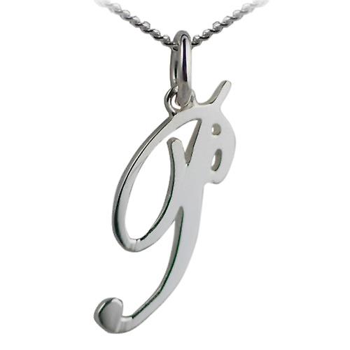 Silver 25mm initial P with a curb Chain 24 inches