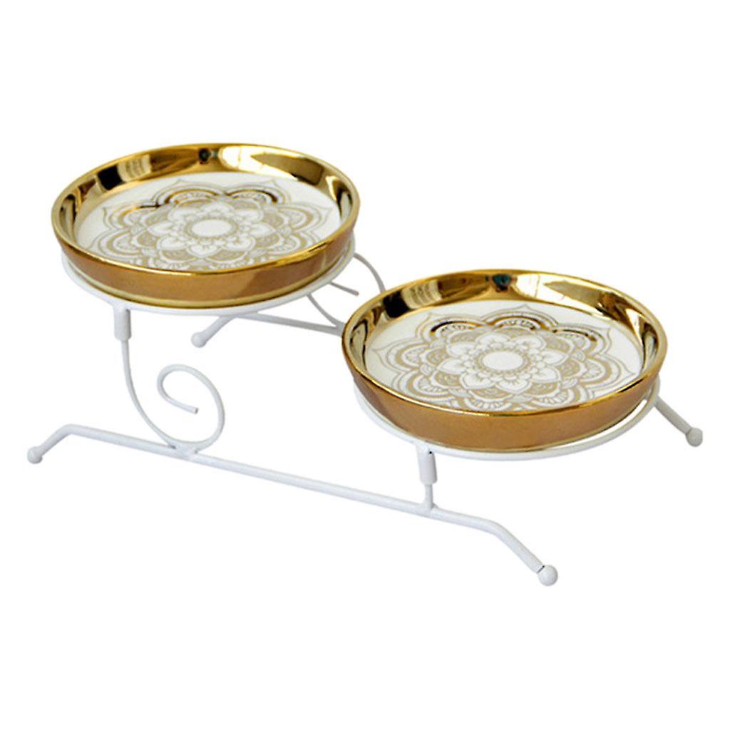 Decorative Serving Tray 2 Layer Cake Stand Centrepiece Kitchen Storage feather