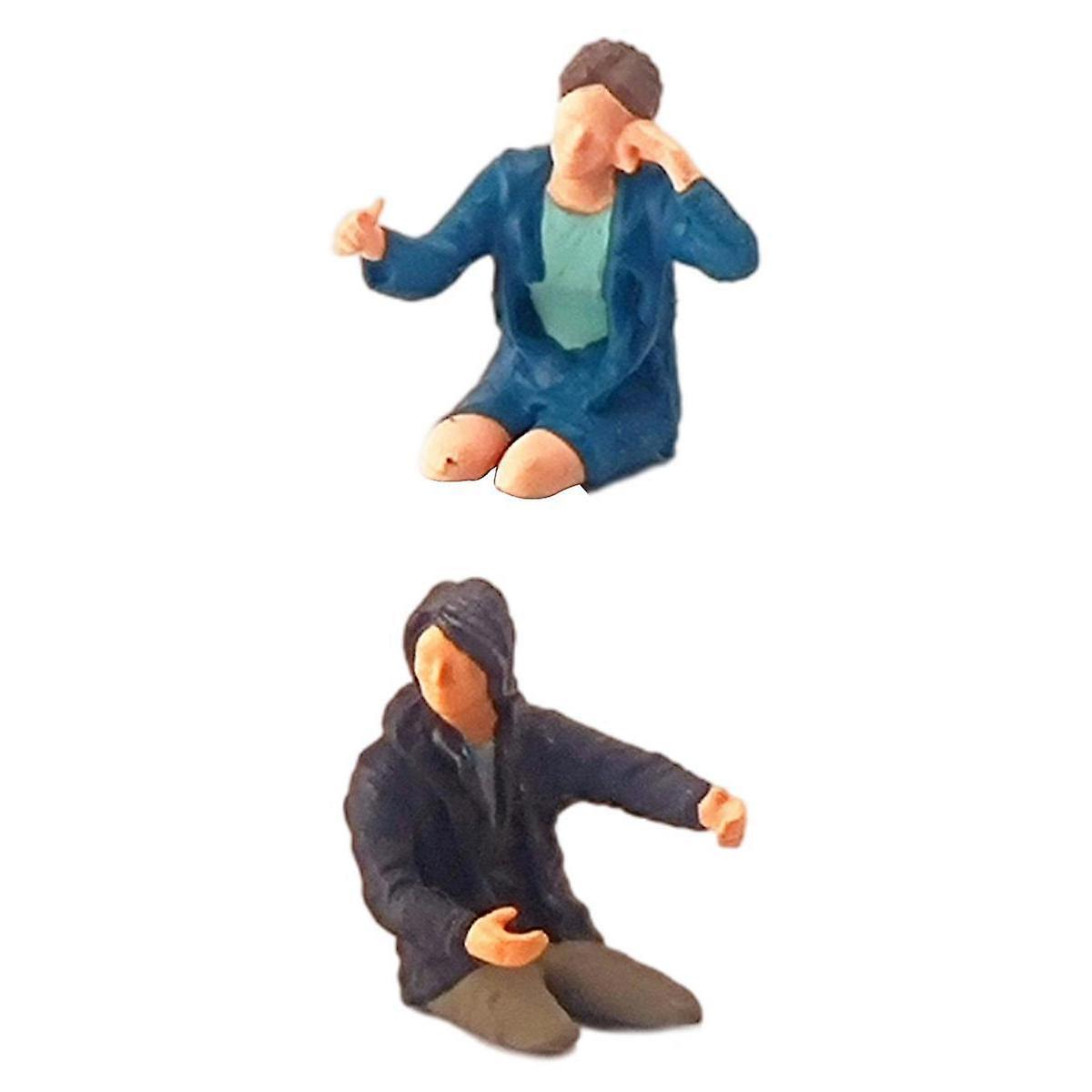 Set of 2 Miniature 1/64 Figure Driver Railway Scene Model Decoration S Scale