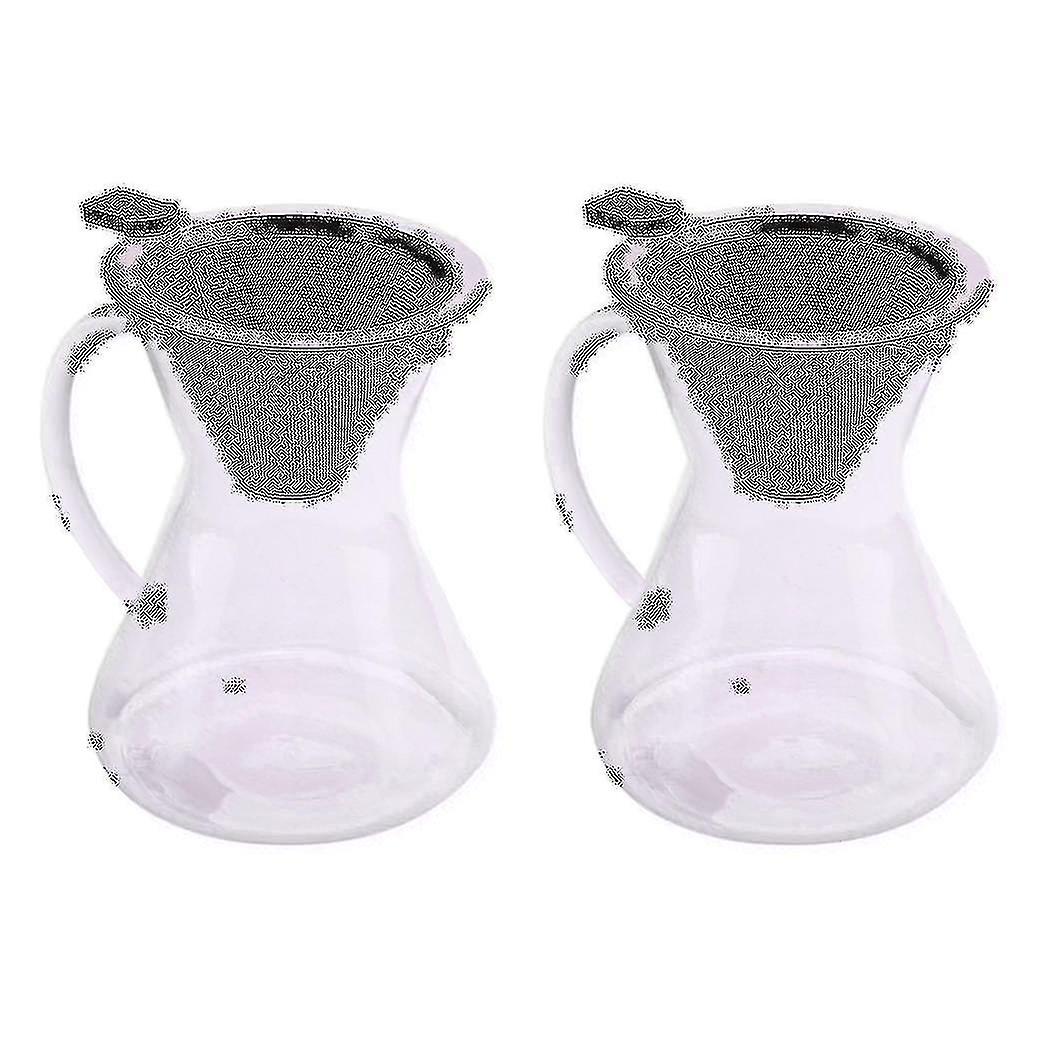 2x 400ml Pour Over Coffee Maker Drip Thicken Glass Container Hand Percolators Coffee Filter Home Dr