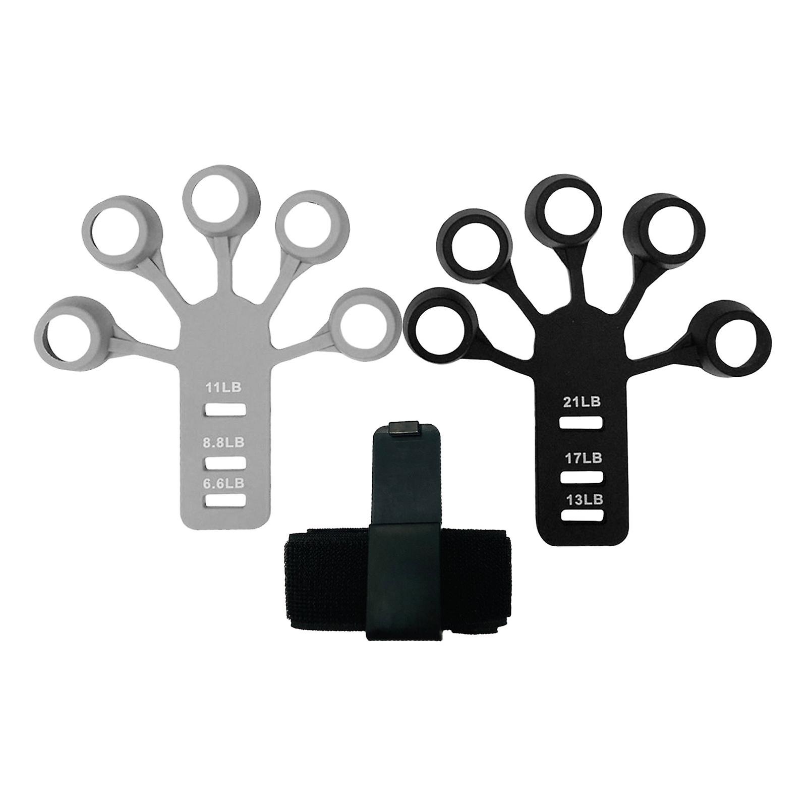 Doigt Exerciseur Stretcher Femmes Hommes Exercice Entraîneur Poignée Renforcement Gris et Noir
