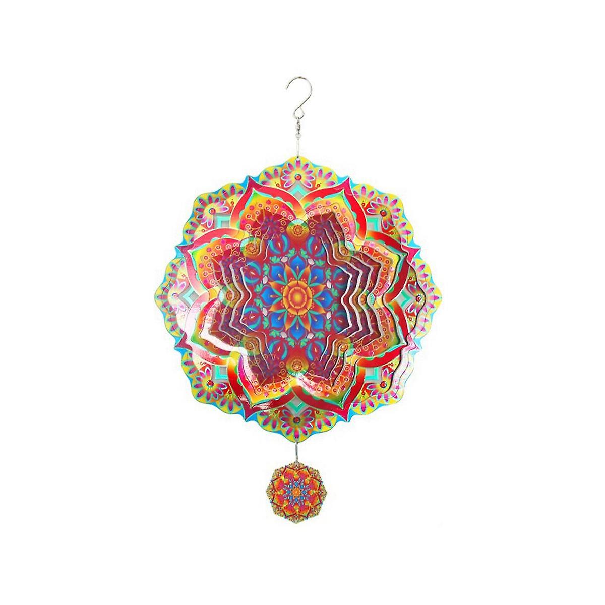 Mandala Wind Spinner Metal 3D Rotating Windchimes Luxury Art Garden Hanging Outdoor Decoration